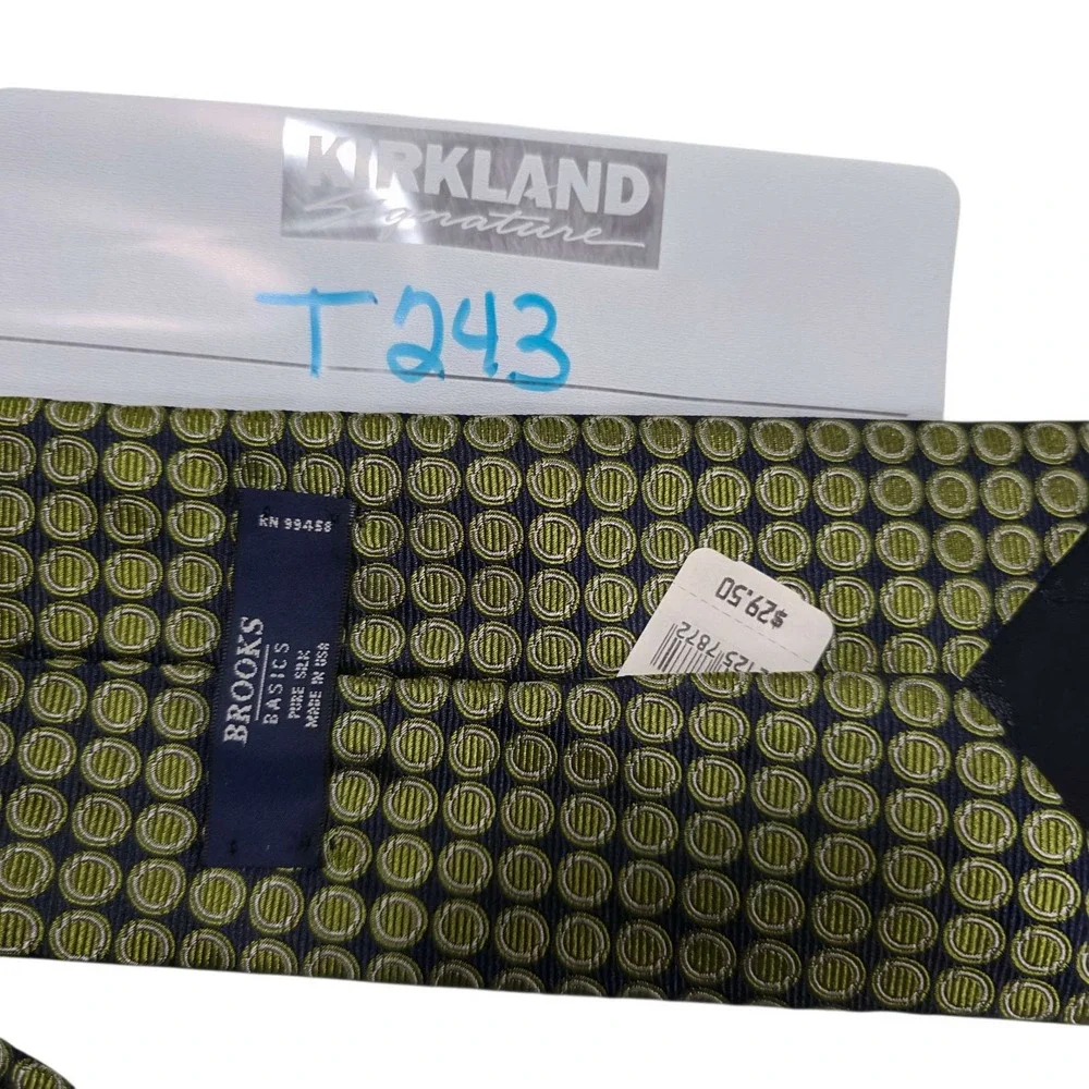 Brooks‎ Brothers Silk Geometric Pattern Necktie Navy Green Men's Tie New